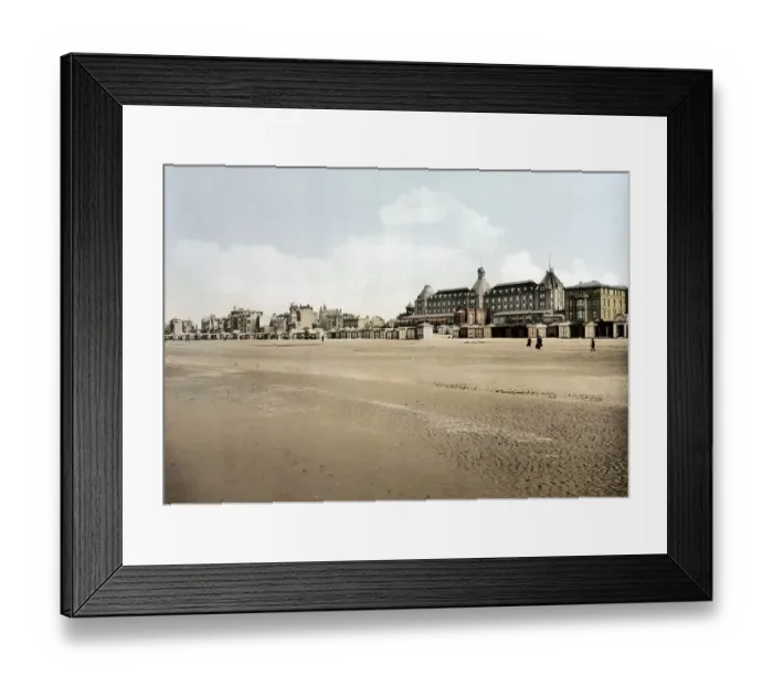 Framed Print : Beach and casino, seaside resort Malo-les-Bains in 1890