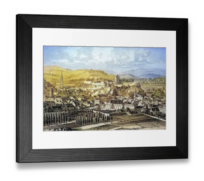 Framed Print : View of the pilgrimage town of Lourdes Framed Print : View of the pilgrimage town of Lourdes