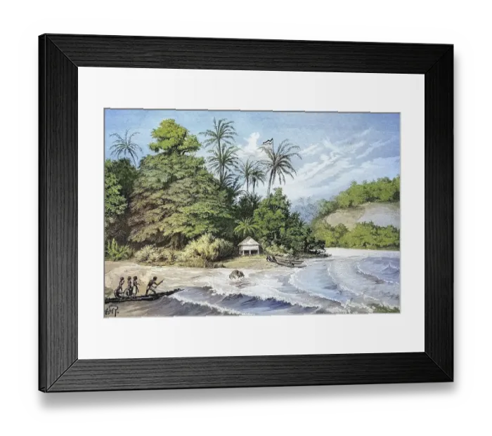 Framed Print : Harbour and beach in New Guinea Framed Print : Harbour and beach in New Guinea