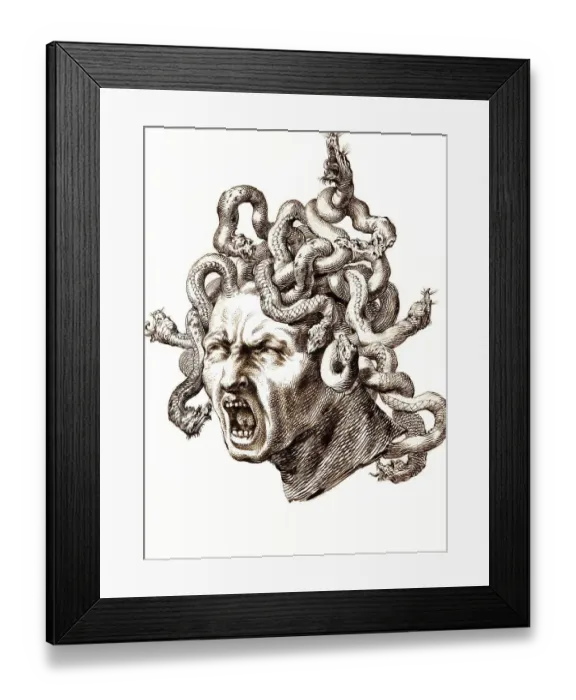 Framed Print : Head of Medusa, in Greek mythology a Gorgon
