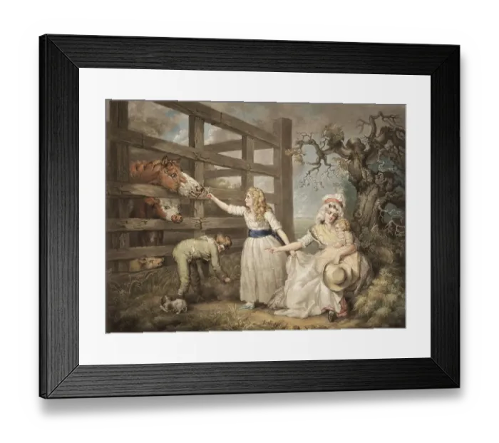 Framed Print : Merciful Children Feeding the Horses in the Stable Framed Print : Merciful Children Feeding the Horses in the Stable