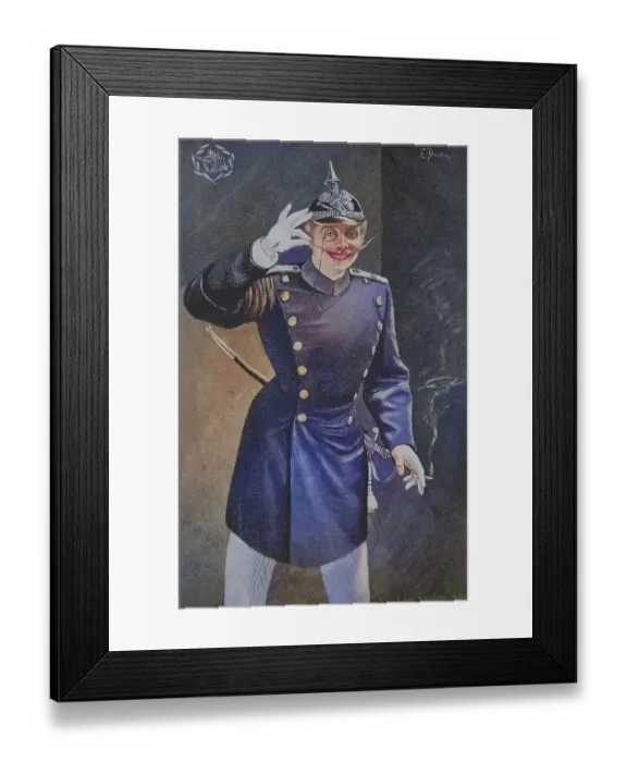 Framed Print : Dandy, elegant young soldier, man trying to attract social attention with exaggerated