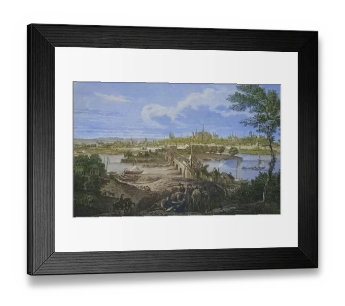 Framed Print : Bridge over the Loire and view of the city of Orleans