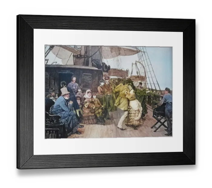 Framed Print : Ball on board a sailing ship, couple dancing Framed Print : Ball on board a sailing ship, couple dancing