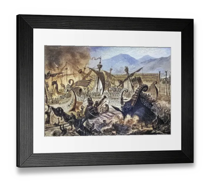 Framed Print : Sea battle, organised as an exhibition fight for the Roman people by Emperor Claudius