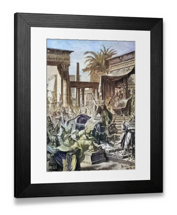 Framed Print : The Persian king Cambyses kills the sacred bull (Apis)