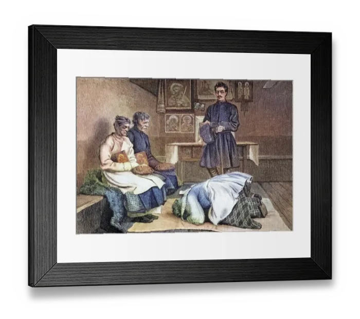 Framed Print : Wedding, Bride and groom, The blessing of a newlywed by her parents in Little Russia