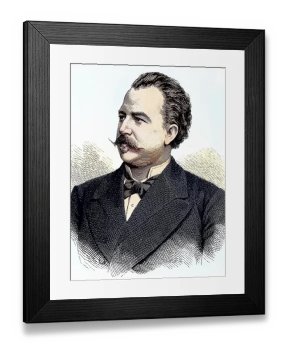 Framed Print : Lorenzo Riese, 1836, 1907, ein deutscher Kammersaenger