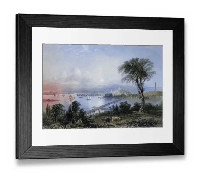 Framed Print : Boston and Bunker Hill Massachusetts USA in the nineteenth century