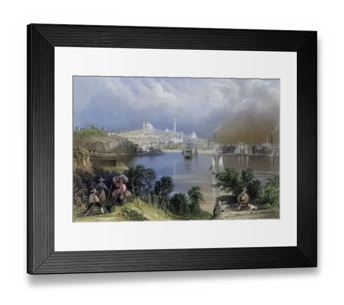 Framed Print : View of Baltimore USA, From a nineteenth century print