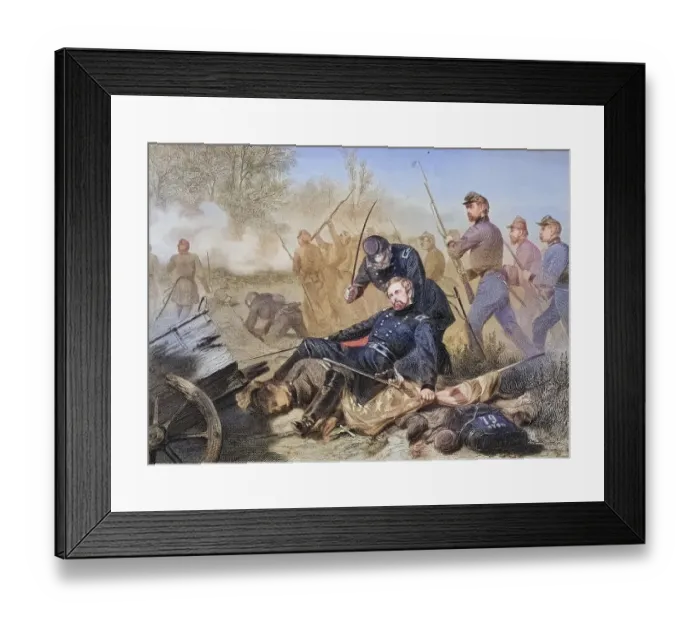 Framed Print : Death of General Isaac Stevens during the attack on Chantilly