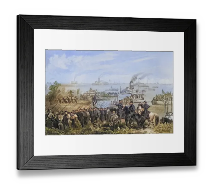 Framed Print : Landing of the troops on Roanoke Island in North Carolina 1862
