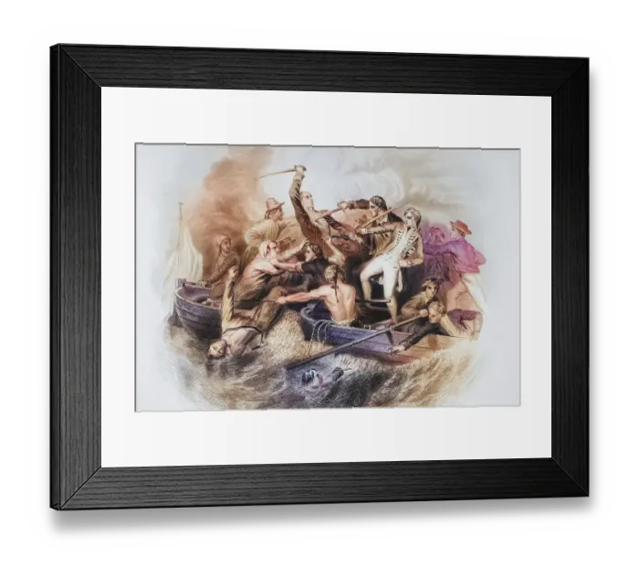Framed Print : Desperate encounter in gunboats between Nelson and Don Miguel Tyrason