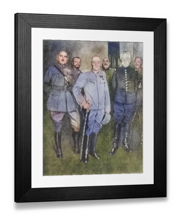 Framed Print : King Peter in exile, 1916: a historical group in Salonika