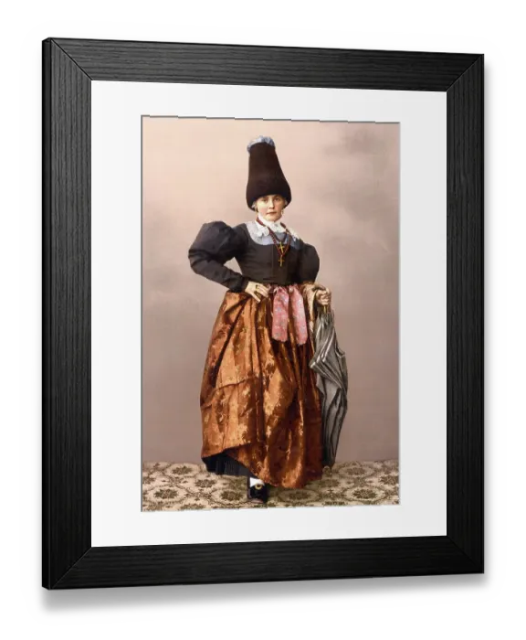Framed Print : Val Gardena, Woman in typical traditional costume