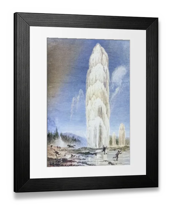 Framed Print : Eruption of the Giantess Geyser in Yellowstone National Park in the 1870s