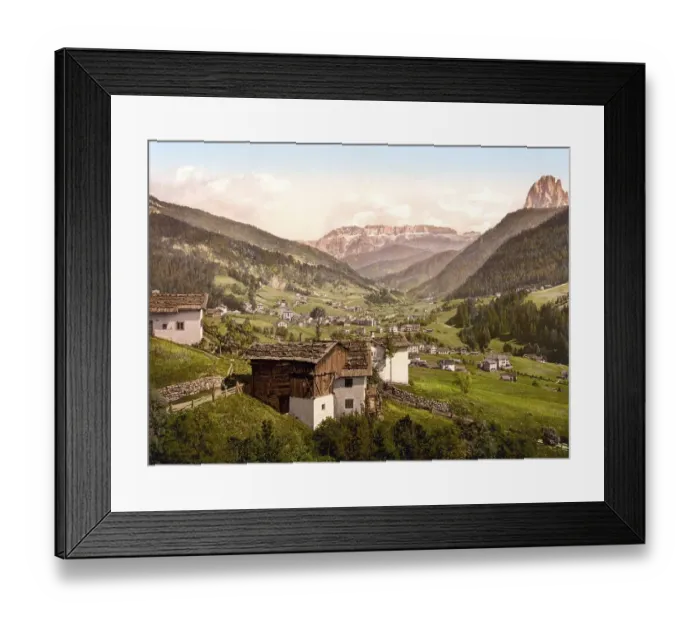Framed Print : Val Gardena, with Sella and Langkofl mountains Framed Print : Val Gardena, with Sella and Langkofl mountains