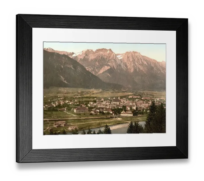 Framed Print : Der untere Inn, das Dorf Hall und der Berg Bettelwurfspitze Framed Print : Der untere Inn, das Dorf Hall und der Berg Bettelwurfspitze