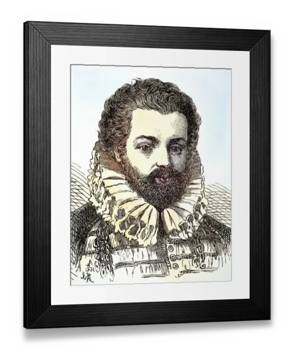 Framed Print : Christopher Hatton (born 12 December 1540 in Holdenby)