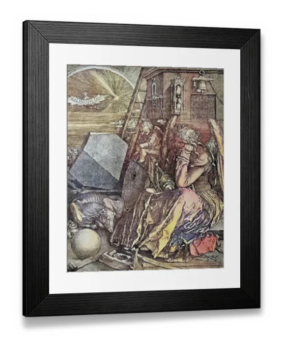 Framed Print : Melancholy Engraving by Albrecht Duerer from the book Der Freemaurer by Eugen Lennhoff