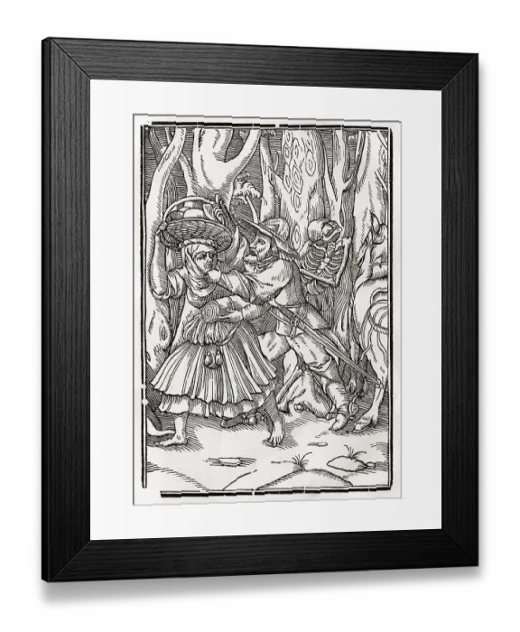 Framed Print : Der Tod kommt fuer den Raeuber Nach Hans Holbein d