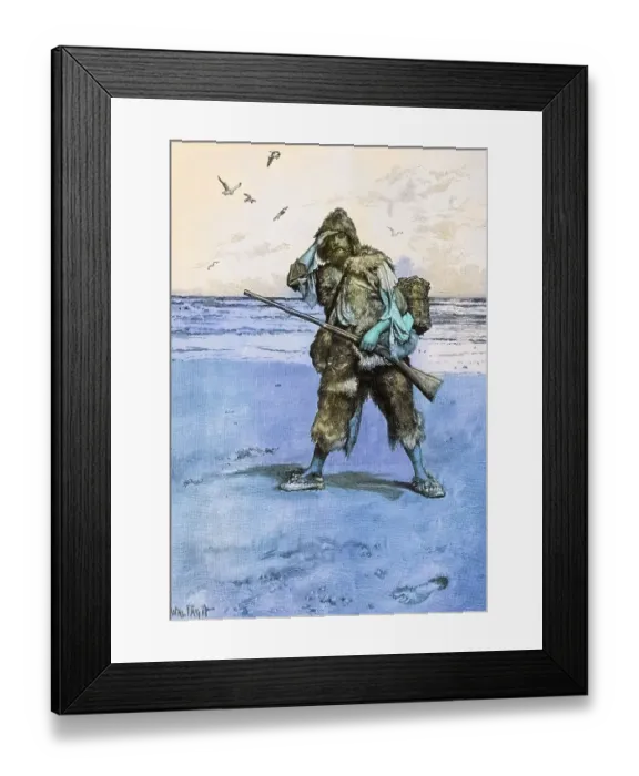 Framed Print : I Stood Like One Thunderstruck Illustration by Walter Paget from Robinson Crusoe by Daniel Defoe published by Cassell