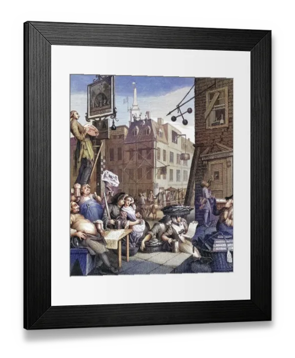 Framed Print : Beer Street and Gin Lane Beer Street After an original design by Hogarth from The Works of Hogarth