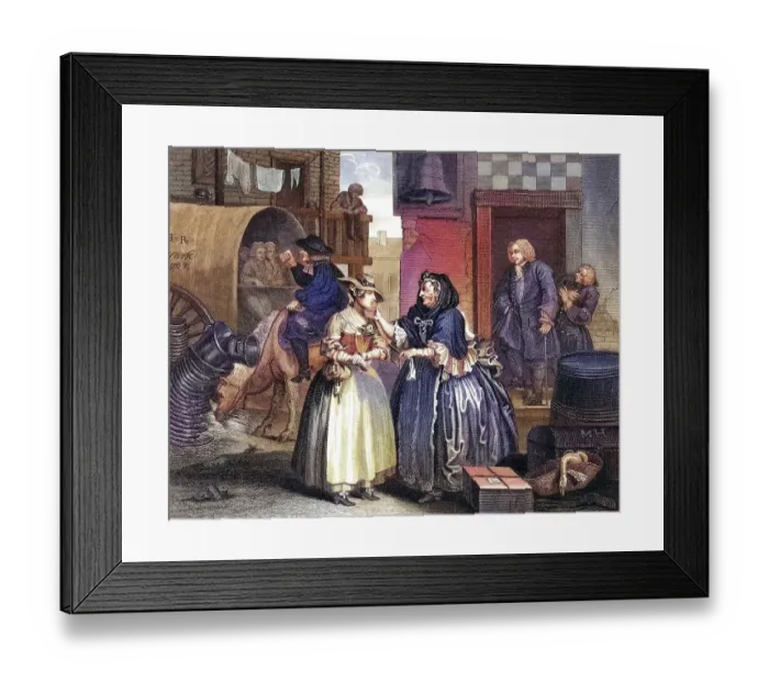 Framed Print : The Harlots Progress Ensnared by a procuress Nach einem Originalbild von Hogarth aus The Works of Hogarth