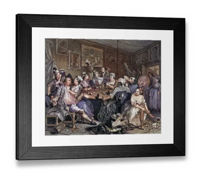 Framed Print : The Rakes Progress Tavern Scene From the original picture by Hogarth from The Works of Hogarth published London 1833