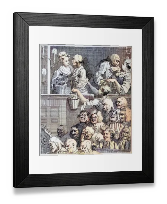 Framed Print : The Laughing Audience From the original design by Hogarth from The Works of Hogarth published London 1833