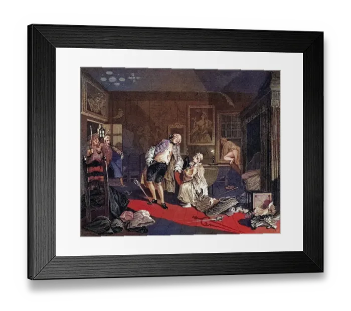 Framed Print : Marriage a la Mode Death of the Earl from the original by Hogarth from The Works of Hogarth published London 1833 Framed Print : Marriage a la Mode Death of the Earl from the original by Hogarth from The Works of Hogarth published London 1833
