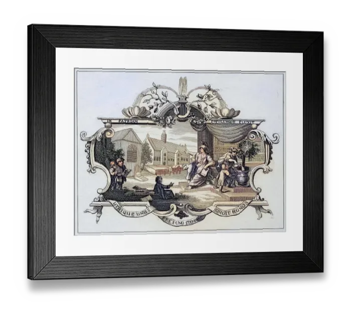 Framed Print : Ticket for Tiverton School feast 1740 From The Works of Hogarth published London 1833 Framed Print : Ticket for Tiverton School feast 1740 From The Works of Hogarth published London 1833