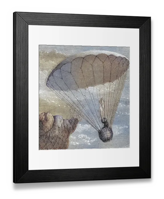 Framed Print : Garnerin's Descent in a Parachute 1802 Andre Jacques Garnerin 1769
