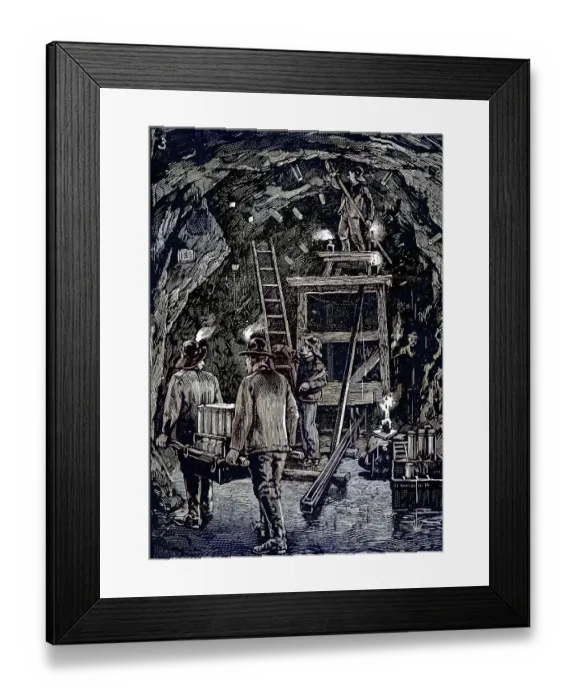 Framed Print : Workers position dynamite cartridges in underground tunnels in preparation for the blasting of Flood Rock Framed Print : Workers position dynamite cartridges in underground tunnels in preparation for the blasting of Flood Rock