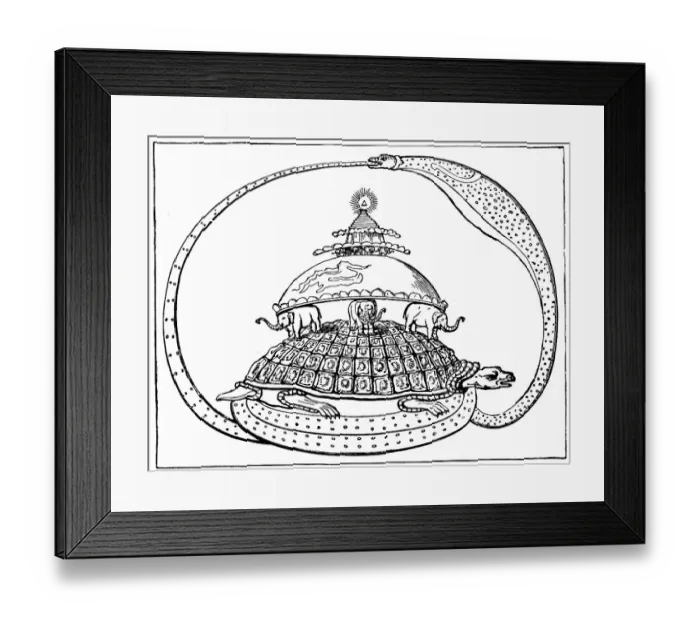 Framed Print : Hindu representation of the universe surrounded by a snake