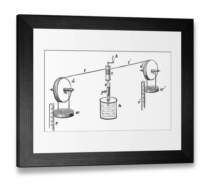 Framed Print : Apparatus developed by James Prescott Joule (1818-89) for determining the mechanical equivalent of heat