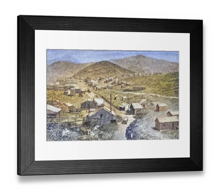 Framed Print : Silver City Nevada in the 1870s