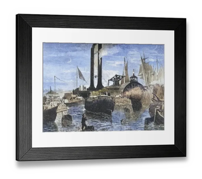 Framed Print : Grain fleet in New York harbour in the 1870s