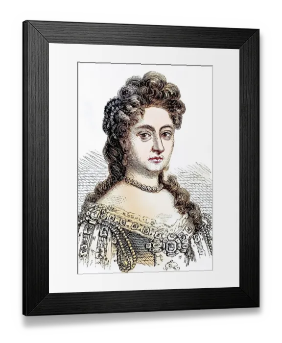 Framed Print : Mary II (born 30 April 1662 at St James's Palace in London)