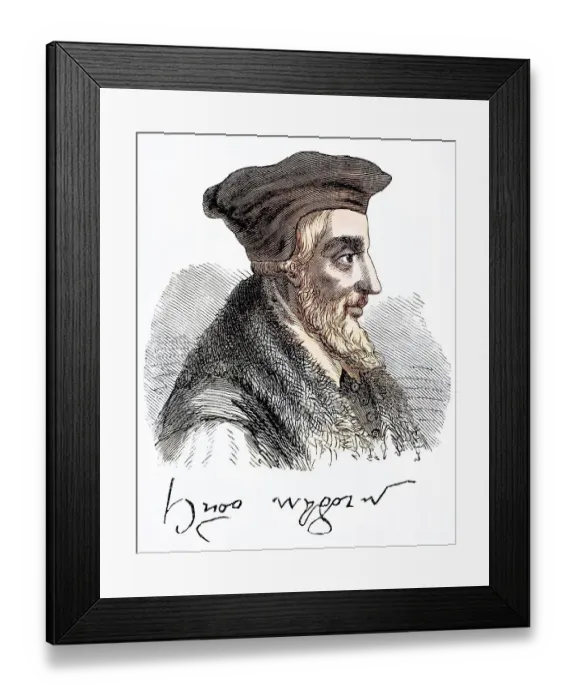 Framed Print : Portrait and signature of Bishop Hugh Latimer 1485 to 1555 English preacher and Protestant martyr