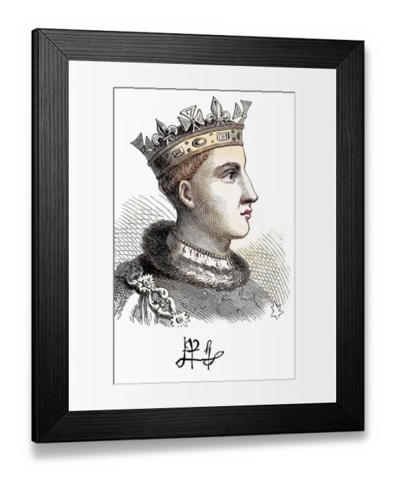 Framed Print : Portrait and autograph of King Henry V of England 1387 to 1422