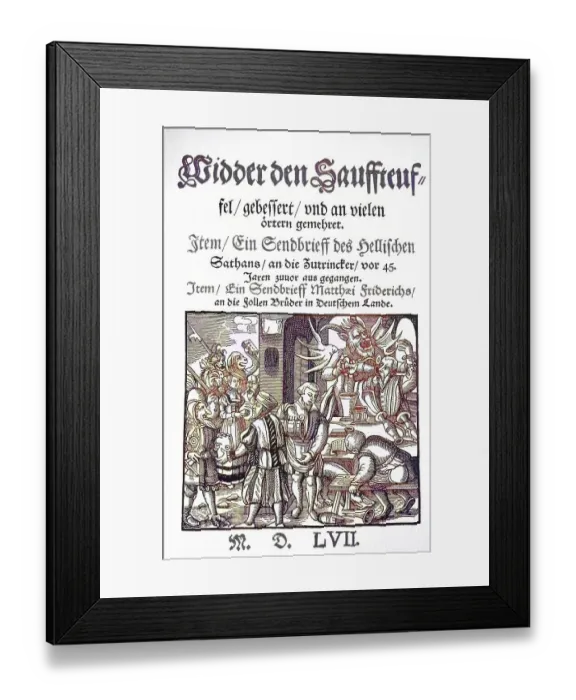 Framed Print : Title of a letter to the drunkards Matthai Friderichs
