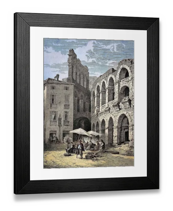 Framed Print : Merchant in the Arena in the centre of Verona Framed Print : Merchant in the Arena in the centre of Verona