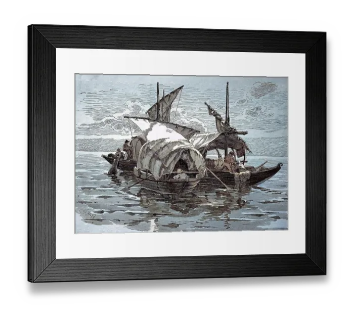 Framed Print : Fishing boats or fishing barques on Lake Maggiore