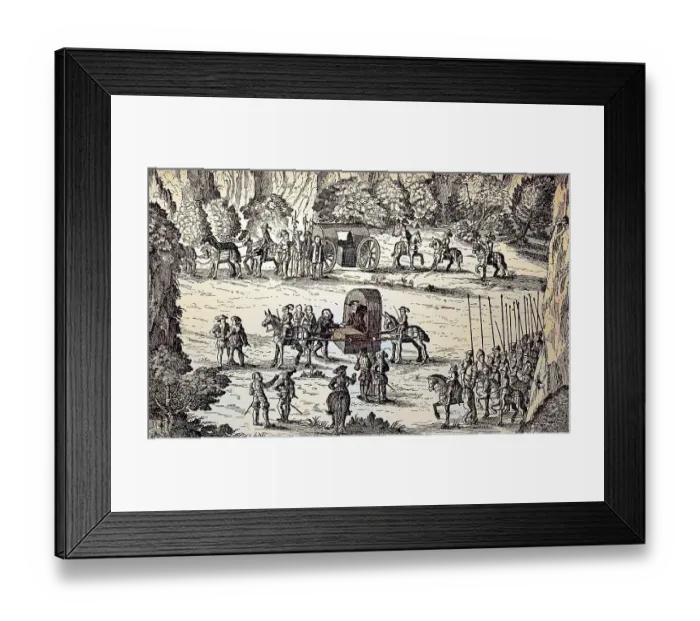 Framed Print : Farewell to the captured Elector John Frederick from Emperor Charles V at Lintz on 2 September 1552 Framed Print : Farewell to the captured Elector John Frederick from Emperor Charles V at Lintz on 2 September 1552