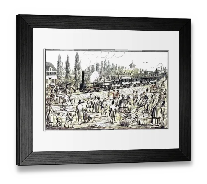 Framed Print : Ludwigsbahn, people on the railway line between Nuremberg and Fuerth Framed Print : Ludwigsbahn, people on the railway line between Nuremberg and Fuerth