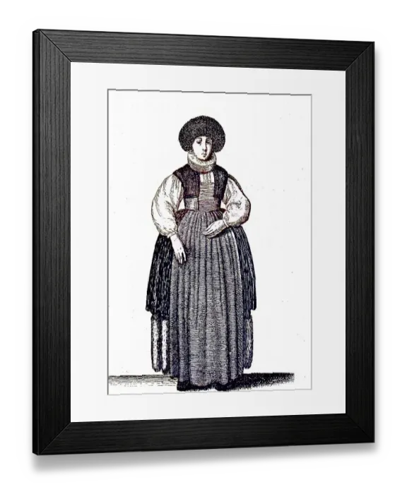 Framed Print : German woman's traditional costume in the 17th century Framed Print : German woman's traditional costume in the 17th century