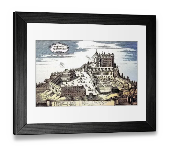 Framed Print : Ambras Castle in an engraving by Matthaeus Merian