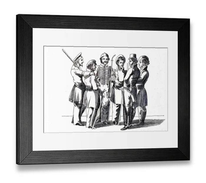 Framed Print : Student life around 1820-1830, a group of students
