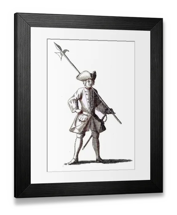 Framed Print : Military clothing at the beginning of the 18th century Framed Print : Military clothing at the beginning of the 18th century